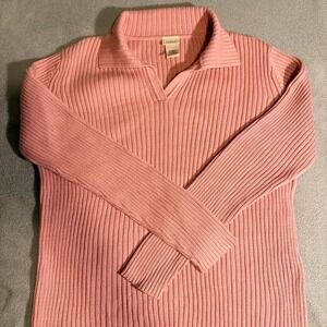 Vintage Pink L.L.Bean ribbed‎ long sleeve shirt Large